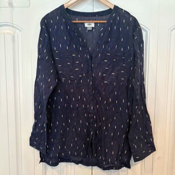 Old Navy Blue Button Front Top Size Medium - Picture 1 of 5